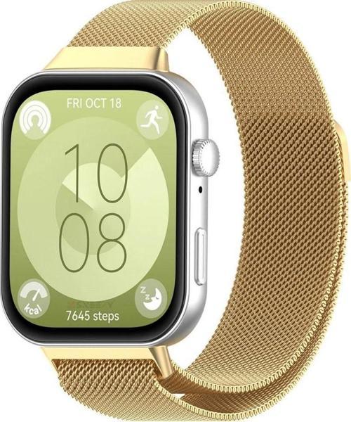 Huawei Watch Fit 3 Uyumlu Paslanmaz Hasır Örgü Metal Milano Kordon Strap