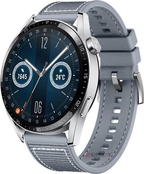 Huawei Watch 4 46mm-Watch 4 Pro 22mm Uyumlu Dikiş Desenli Dokuma Silikon Kordon