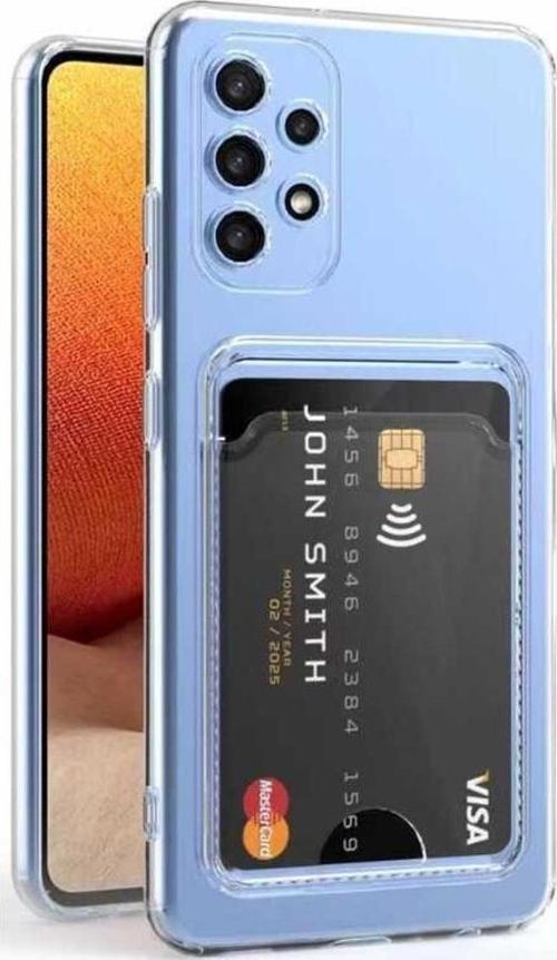 Galaxy A13 4G Kılıf Kartlıklı Şeffaf Zore Setra Clear Silikon Kapak