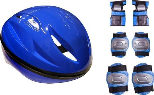 Bisiklet Kask Dizlik Dirseklik Seti Mavi DZS-202