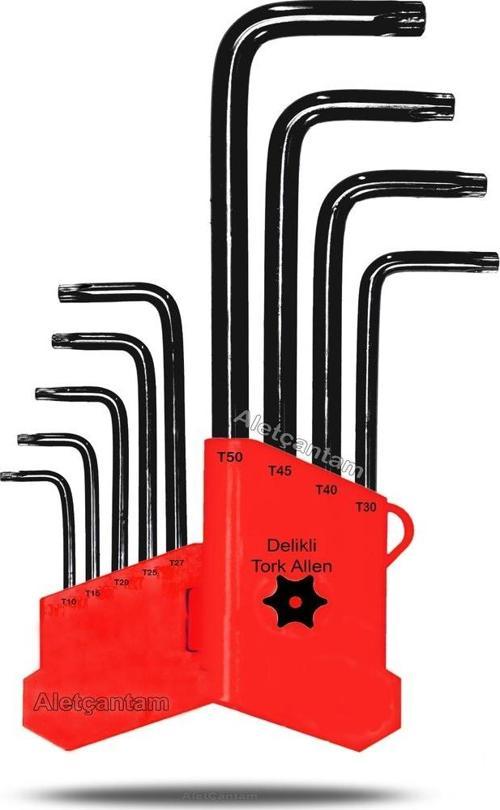 Tork Alyan Seti Yıldız Torx Allen Anahtar Takımı Ortası Delikli Uzun Boy 180Mm