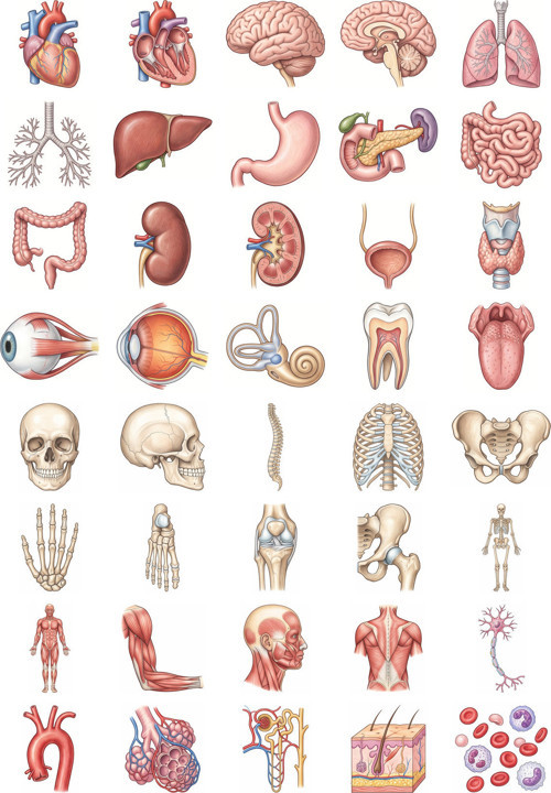 Anatomi Sticker Seti Renkli Kalem 40 Adet Organ İskelet Tıp Öğrencisi Ajanda Çıkartma