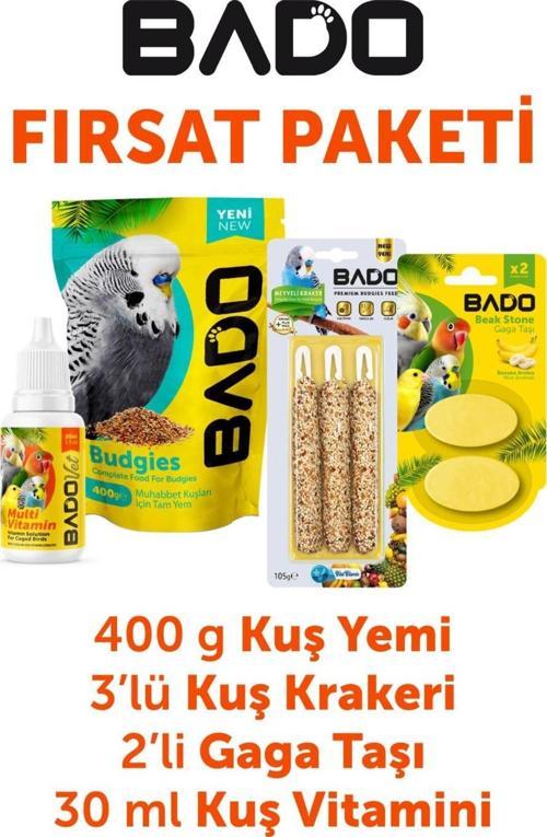 Kuş Karma Paket 4lü(Yem+Vitamin+Kraker+Gaga Taşı)