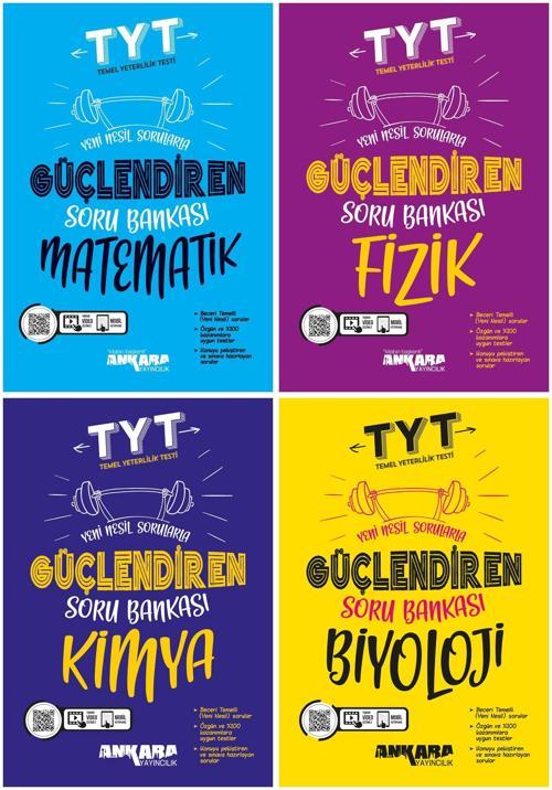 Ankara 2025 Tyt Matematik + Fizik + Kimya + Biyoloji Güçlendiren Soru Bankası Seti 4 Kitap
