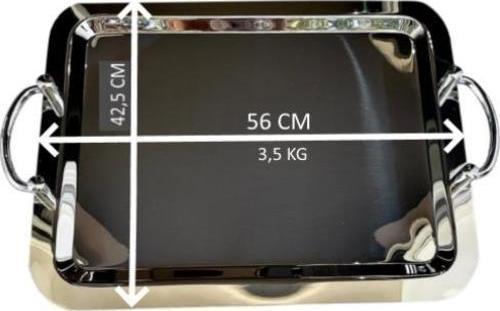 56x42,5 CM ÇELİK TUTMALI BÜYÜK DİKDÖRTGEN TEPSİ
