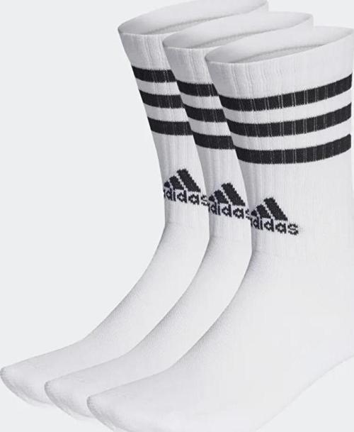 HT3458 3-Stripes Yastıklamalı Bilekli Beyaz Çorap - 3 Çift