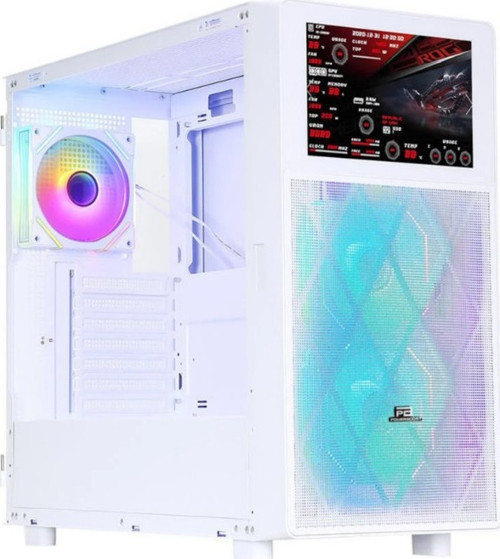 PB-P4367BW 3-RGB Fanlı LCD Ekranlı Gaming Mid-Tower PC Kasası Beyaz