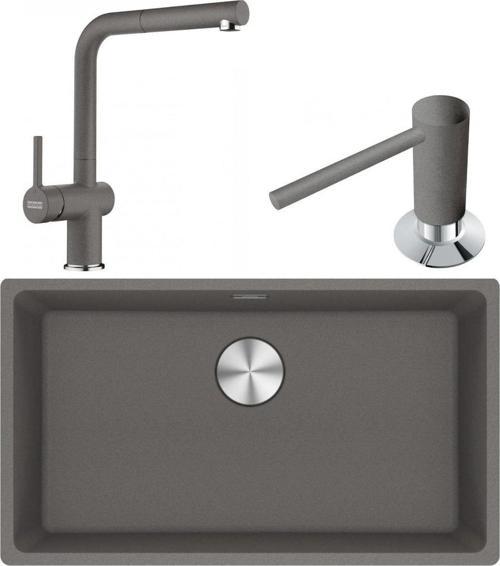 Maris MRG 110-72 Granit Eviye-Active Plus Doccia 2.0 Armatür-Sıvı Sabunluk Üçlü Set Stone Grey
