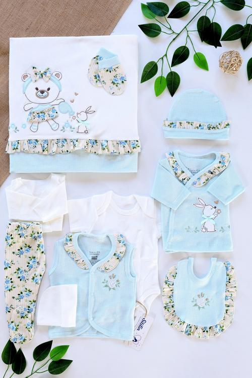 Kız Bebek Dantel Fistolu Lüks 10 Lu Hastane Çıkışı Seti STL6484