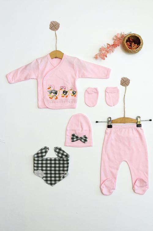 Kız Bebek Lüks 5 Li Hastane Çıkışı Yenidoğan Set STL6320