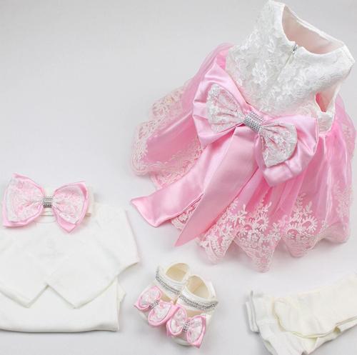 Kız Bebek Mevlüt Elbisesi Gelinlik Fransız Dantelli Abiye 10053