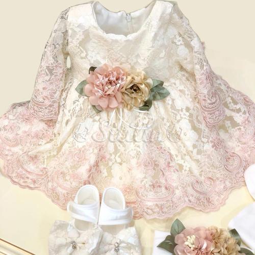 Kız Bebek Mevlüt Elbisesi Gelinlik Fransız Takım 0-3 Ay STL4603