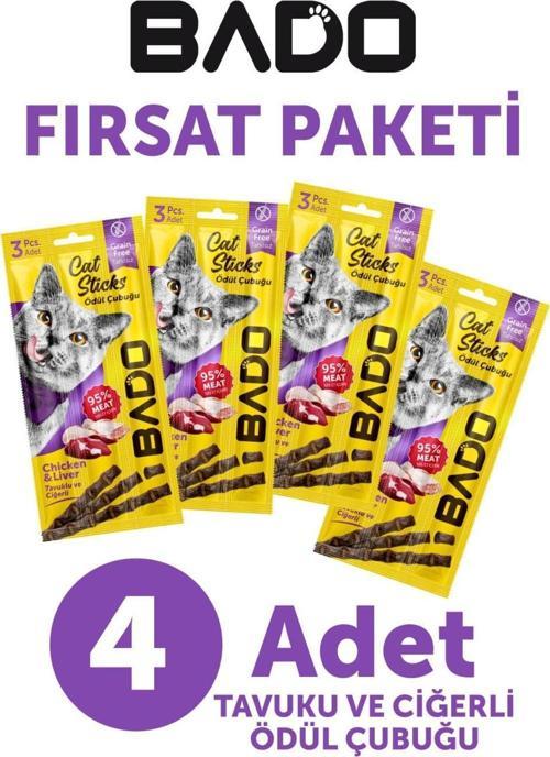 Kedi Ödül Çubuğu Tavuk ve Ciğerli 3x5gr 4Lü