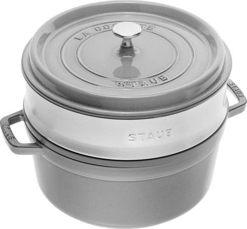 La Cocotte Döküm Tencere Buharlı Pişirici İle | Grafit Gri | 26 Cm | 5,25 L | Yuvarlak