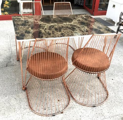 Masa 13798 TEL Sandaly Tk Metal ROSE Bakır Japon ayk MDF siyh desen Tabla El yapı