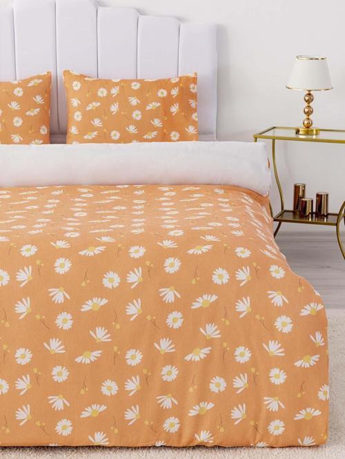 Turuncu Papatya Çift Kişilik Nevresim Takımı Pamuklu