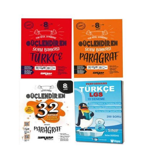 8.Sınıf Güçlendiren Türkçe+Paragraf Soru Bankası + Paragraf Kazanım Denemeleri Ve 10'lu Branş Denemeleri
