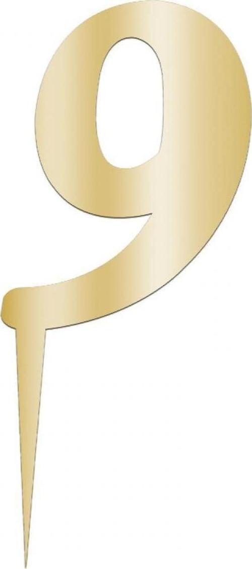 Aynalı Pleksi Altın 9 Rakamı
