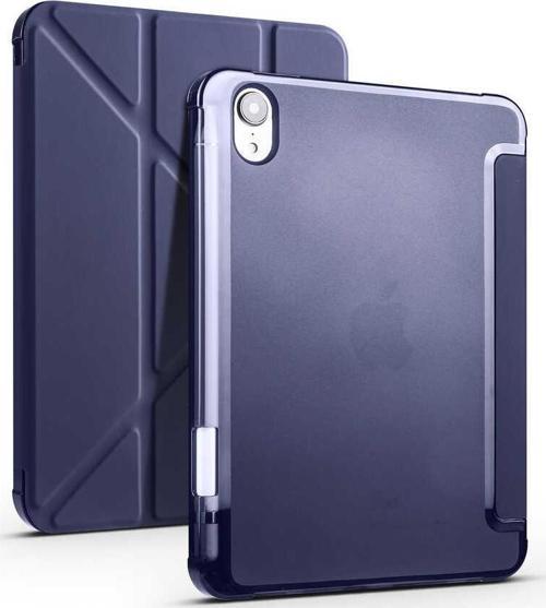 Apple iPad Mini 6 2021 6.Nesil Kılıf Yatay ve Dikey Standlı Uyku Modlu Kalemlikli Trifold Arkası Silikon Kılıf 