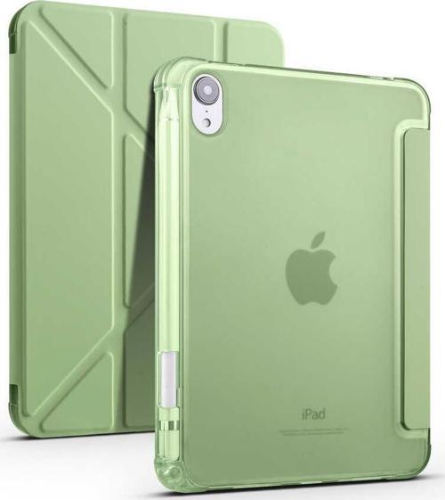 Apple iPad Mini 6 2021 6.Nesil Kılıf Yatay ve Dikey Standlı Uyku Modlu Kalemlikli Trifold Arkası Silikon Kılıf 