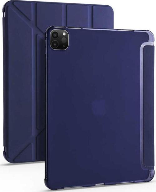 Apple iPad Pro 11 2021 3.Nesil M1 Kılıf Yatay ve Dikey Standlı Uyku Modlu Kalemlikli Trifold Arkası Silikon Kılıf 