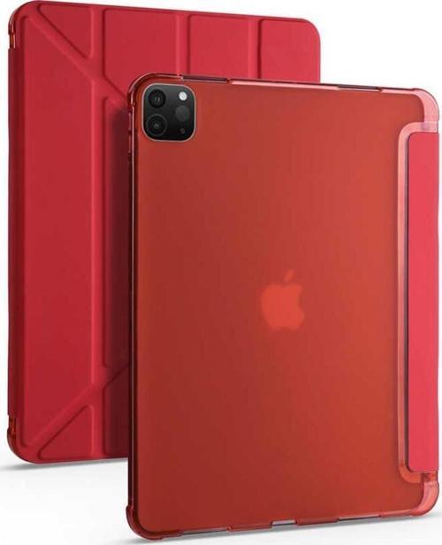 Apple iPad Pro 12.9 6.Nesil 2022 M2 Kılıf Yatay ve Dikey Standlı Uyku Modlu Kalemlikli Trifold Arkası Silikon Kılıf