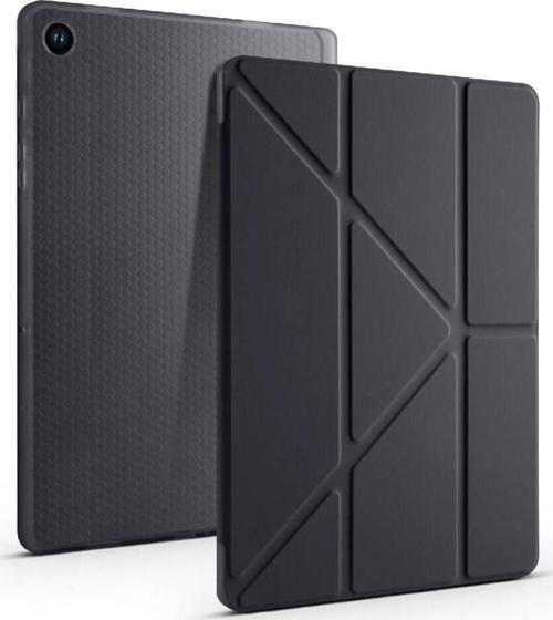 Samsung Galaxy Tab A9 Kılıf Yatay ve Dikey Standlı Uyku Modlu Kalemlikli Trifold Arkası Silikon Tablet Kılıfı 
