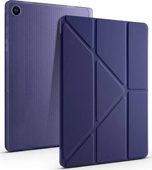 Samsung Galaxy Tab A9 Plus Kılıf Yatay ve Dikey Standlı Uyku Modlu Kalemlikli Trifold Arkası Silikon Tablet Kılıfı 