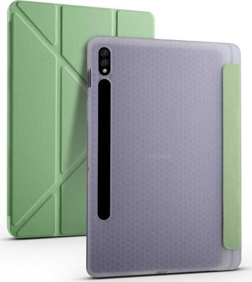 Samsung Galaxy Tab S7 SM-T870 Yatay ve Dikey Standlı Uyku Modlu Kalemlikli Trifold Arkası Silikon Kılıf