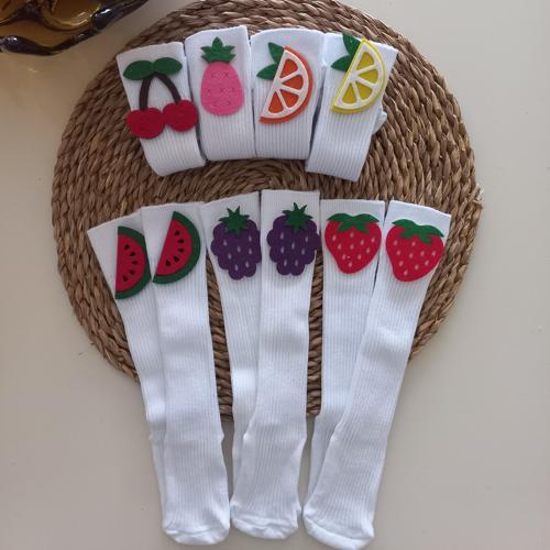 Kız Bebek Beyaz Karpuz Çilek Portakal Limon Ananas Böğürtlen Keçe Figürlü Dizaltı Çorap