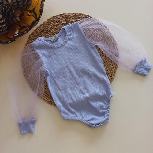Kız Bebek Lila Tüllü Çıtçıtlı Özel Gün Badi