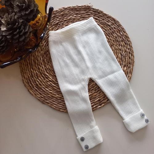 Kız Bebek Triko Düğmeli Tayt Ekru