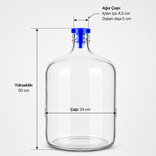 Cam Damacana Koruma Sepetli Yaylı Kapaklı Su Saklama Kabı 15 Litre