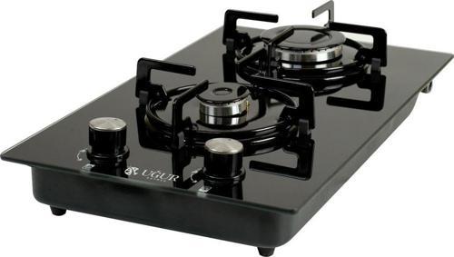 Uğur Katmer Set Üstü Siyah Cam Ocak Çakmaklı Doğalgazlı
