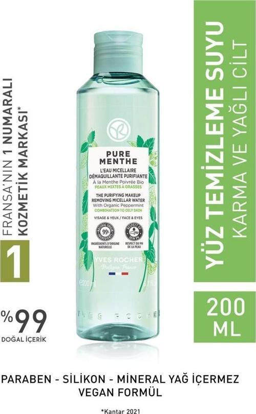 Karma Ve Yağlı Ciltler Için Pure Menthe Prebiyotik Miseler Su-200 ml 96880