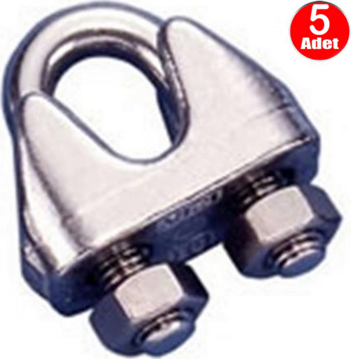 Klemens Çelik Halat Sıkma Klemensi  (5 li paket) 5 mm