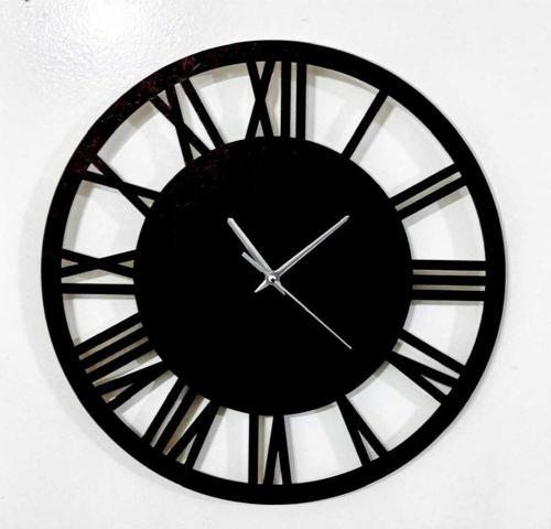 Siyah Hediyelik Ahşap Dekoratif Desenli Sayılı Duvar Saati 40 Cm