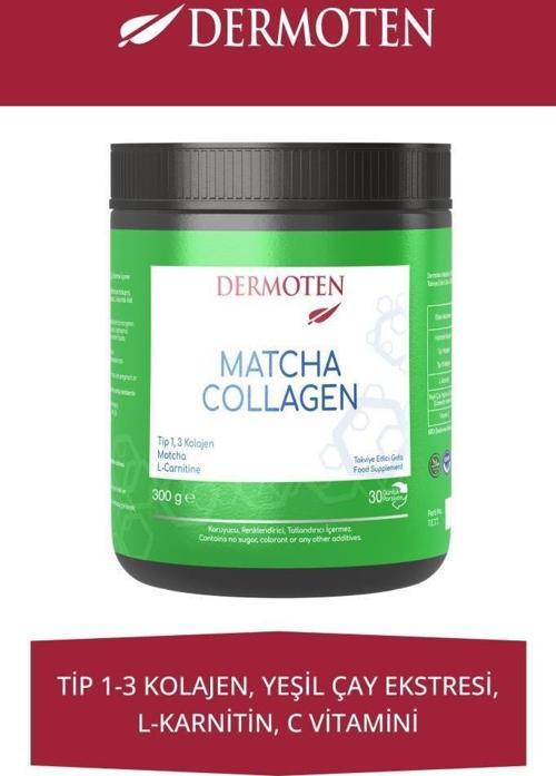 Matcha Collagen (Tip I & Tip III Kolajen, Matcha, L-Karnitin) 300 G