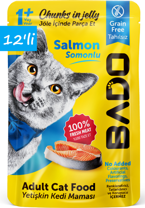 Yetişkin Yaş Kedi Maması Somonlu 85Gr 12'li