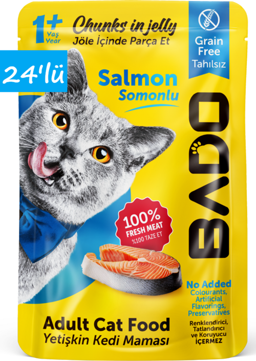 Yetişkin Yaş Kedi Maması Somonlu 85Gr 24'lü
