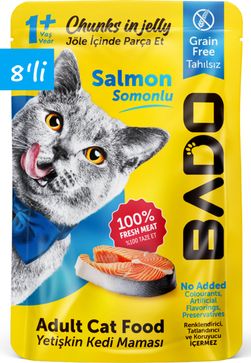 Yetişkin Yaş Kedi Maması Somonlu 85Gr 8'li