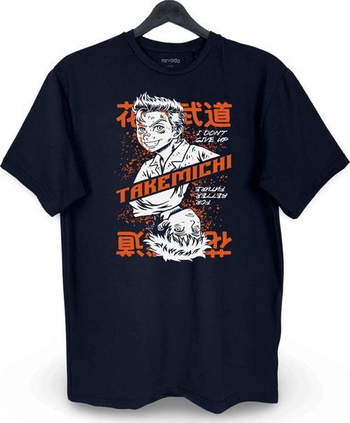 Takemichi Hanagaki Tokyo Revengers Baskılı Loose Fit Bisiklet Yaka Unisex Tişört Siyah