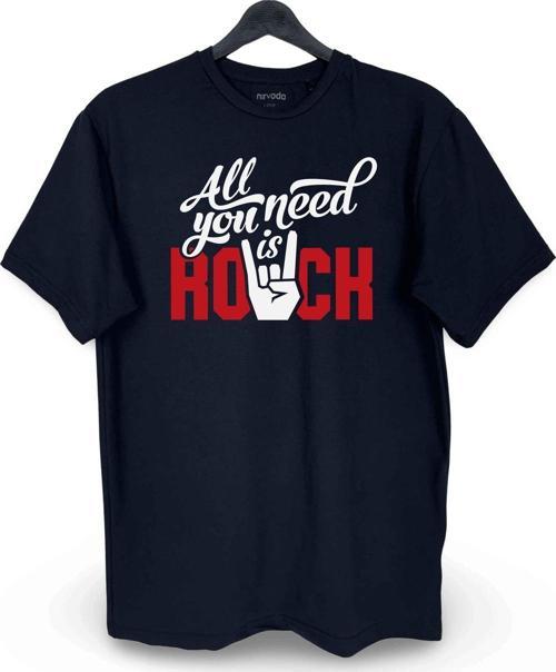 Rock Müzik İhtiyacı Baskılı Loose Fit Bisiklet Yaka Unisex Tişört Siyah