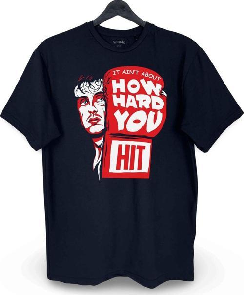 Rocky Balboa Boks Baskılı Loose Fit Bisiklet Yaka Unisex Tişört Siyah