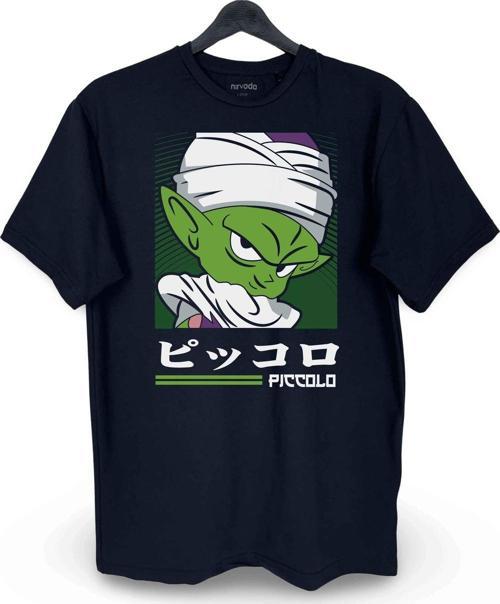 Piccolo Dragon Ball Baskılı Loose Fit Bisiklet Yaka Unisex Siyah Tişört Anime Manga