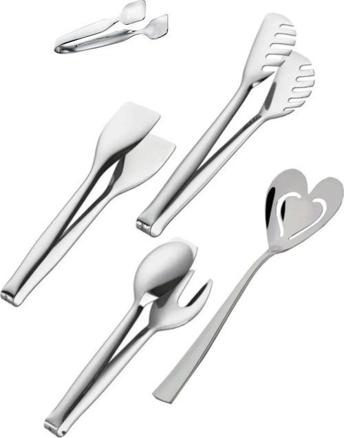 Paslanmaz 5 Parça Çelik Pasta Makarna Servis Kaşık Şeker Maşa Seti Takımı
