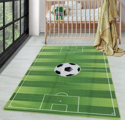 Çocuk Bebek odası oyun Halısı Futbol Sahası temalı Yeşil tonlarda