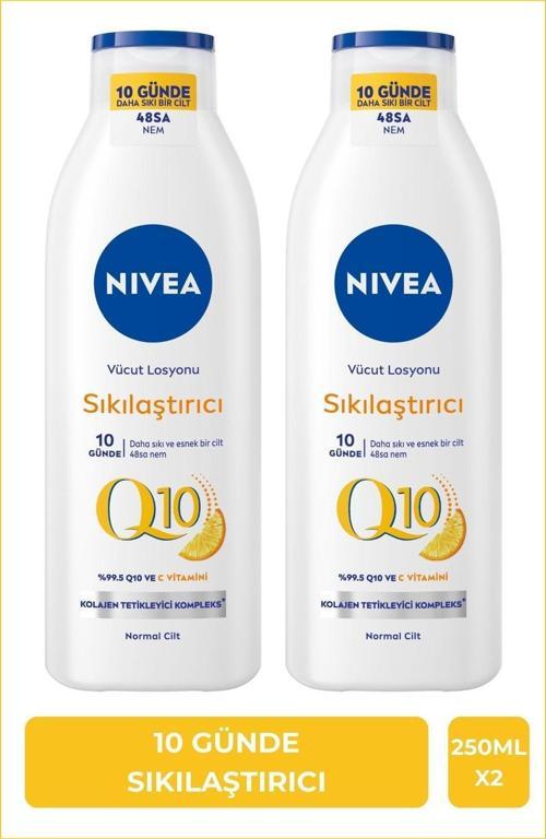 Q10 Sıkılaştırıcı Vücut Losyonu 250ml, 7 Günde Sıkılaştırıcı, C Vitamini, Nemlendirici, X2 Adet
