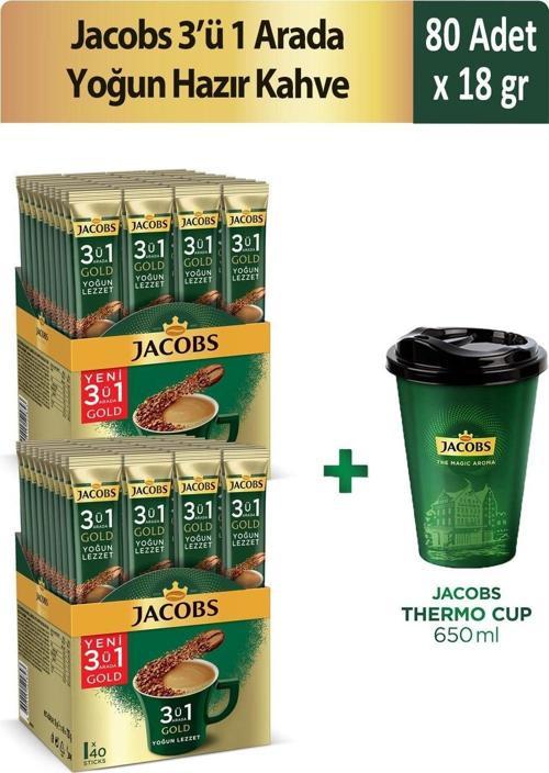 3'ü 1 Arada Yoğun Hazır Kahve 40'lı x 2 Adet + Thermo Cup 650 ml