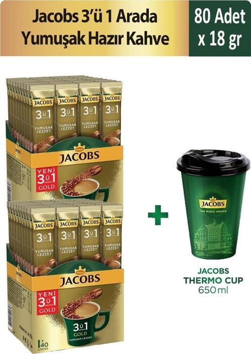 3'ü 1 Arada Yumuşak Hazır Kahve 40'lı x 2 Adet + Thermo Cup 650 ml